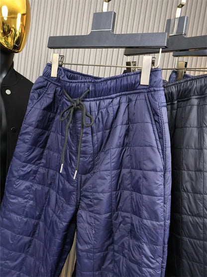 Men's Casual Straight Leg Cotton Pants Fleece Lined Inner Polyester Fashionable Long Trousers Winter Comfortable Cotton Trousers