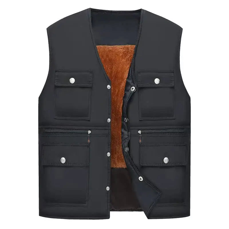 Thickened Fleece Lined Stand Collar Cotton Jacket Dad Style Warm Inner  for Middle Aged And Elderly Men's Clothing