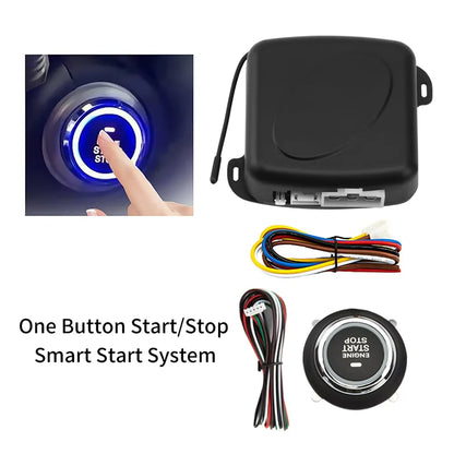 HIPPCRON PKE Car Keyless Entry Engine Start Car Alarm Remote Control Alarm System Push Button Remote Starter Stop Auto Universal