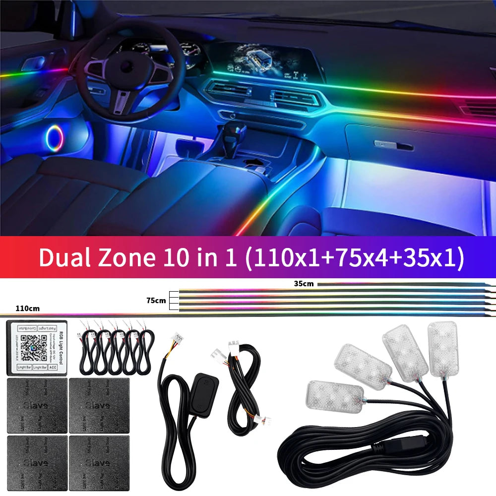 2024 Car Ambient Lights Kits Interior 213 64 Color RGB Symphony Streamer Bluetooth Rainbow Acrylic Strips Atmosphere Lamp By App