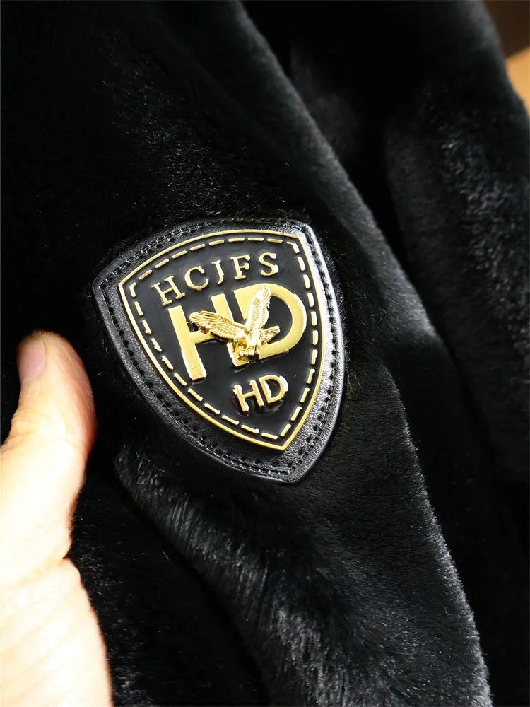 High-End Men's Winter Coat Fake Fur Suede Collar One-Piece Small Label Simulation Fur Coat Zhejiang Production 2023 Winter