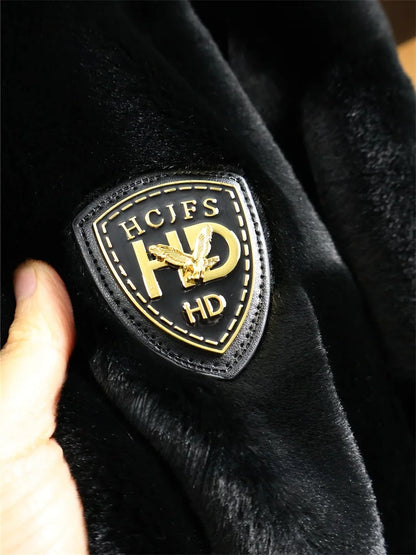 High-End Men's Winter Coat Fake Fur Suede Collar One-Piece Small Label Simulation Fur Coat Zhejiang Production 2023 Winter