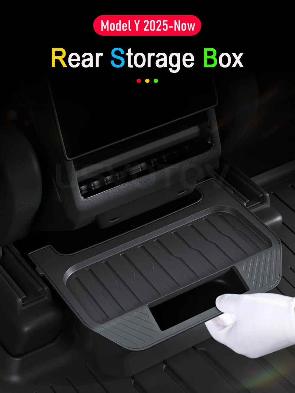 Rear Center Console Organizer for Tesla Model Y Juniper 2025 2026 Trash Can 2nd Row Under Floor Storage Box Bin Mat Accessories