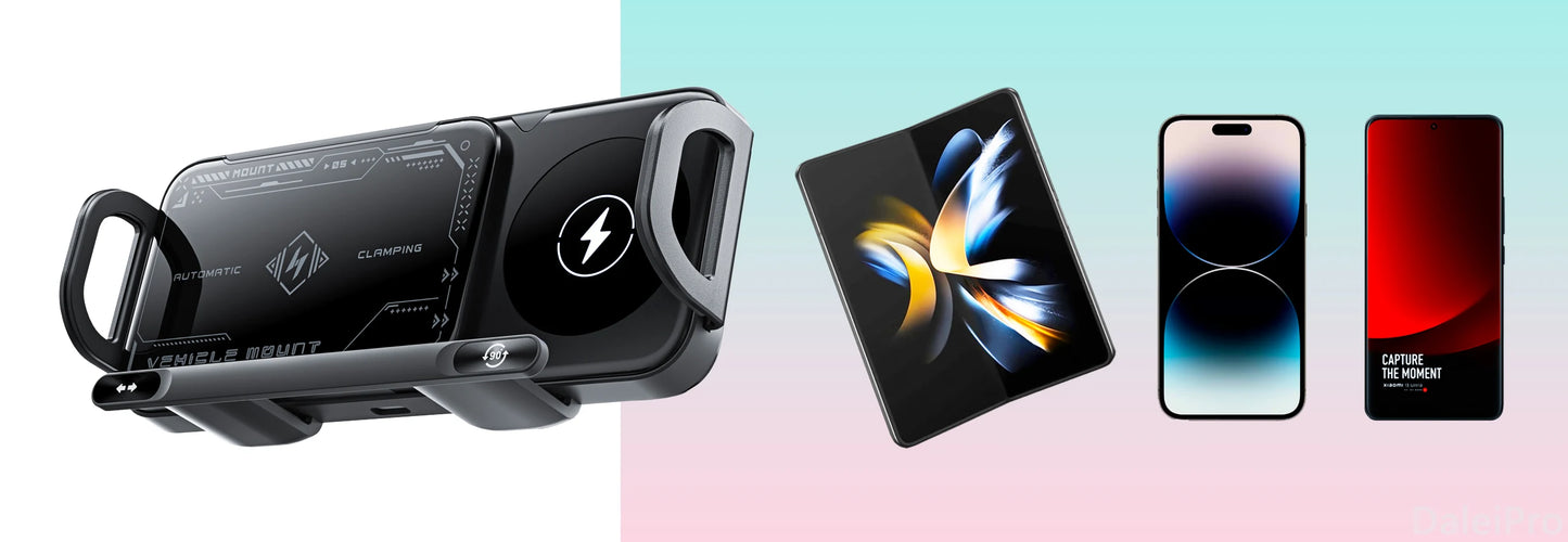 Universal Car Phone Holder Wireless Charger Phone Mount Intelligent Induction Electric Rotation Phone Holder Charger Magsafe