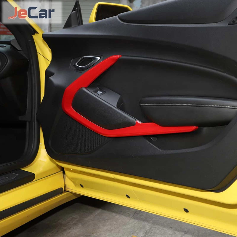 JeCar Carbon Fiber Car Interior Door Strips Decor Protect Cover Trim Stickers ABS For Chevy Camaro 2016 UP Inner Accessories