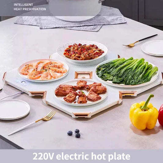 220V Electric Heating Board Home Appliance Splice Stackable Heat Preservation Automatic Thermostatic Desktop Warm Dishes Board