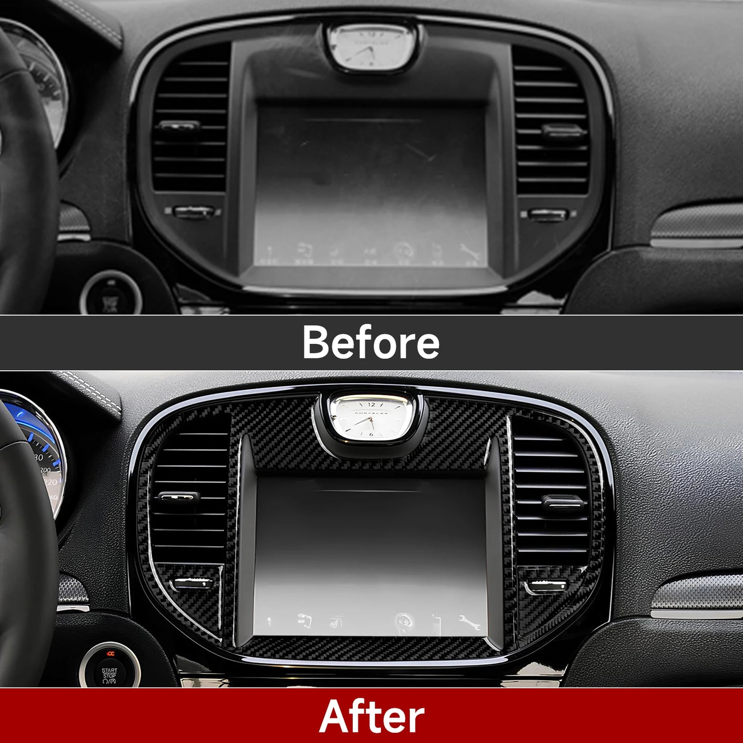 For Chrysler 300 (2011-2014) Car Center Console Gear Shift Panel Steering Wheel Cover Carbon Fiber Interior Sticker Accessories