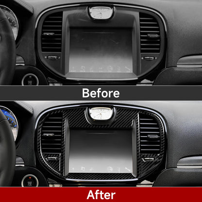 For Chrysler 300 (2011-2014) Car Center Console Gear Shift Panel Steering Wheel Cover Carbon Fiber Interior Sticker Accessories