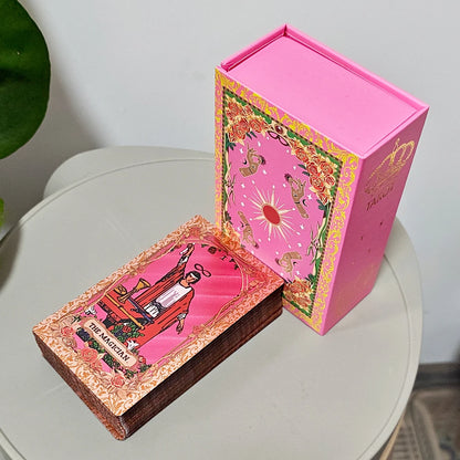 12x7cm Waterproof Durable PET Plastic Tarot Pink & Rose Gold Foil Tarot Cards 78-Card Deck with Box