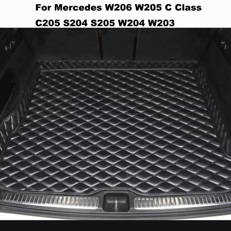 High Quality Artificial Leather Car Trunk Mat for Mercedes W206 W205 C Class C205 S204 S205 W204 W203 Car Accessories Carpet