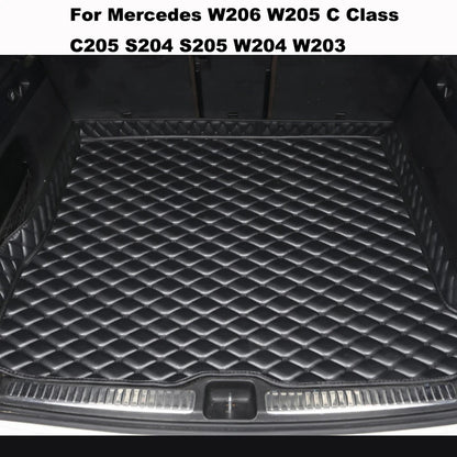 High Quality Artificial Leather Car Trunk Mat for Mercedes W206 W205 C Class C205 S204 S205 W204 W203 Car Accessories Carpet