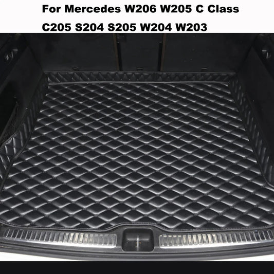 High Quality Artificial Leather Car Trunk Mat for Mercedes W206 W205 C Class C205 S204 S205 W204 W203 Car Accessories Carpet