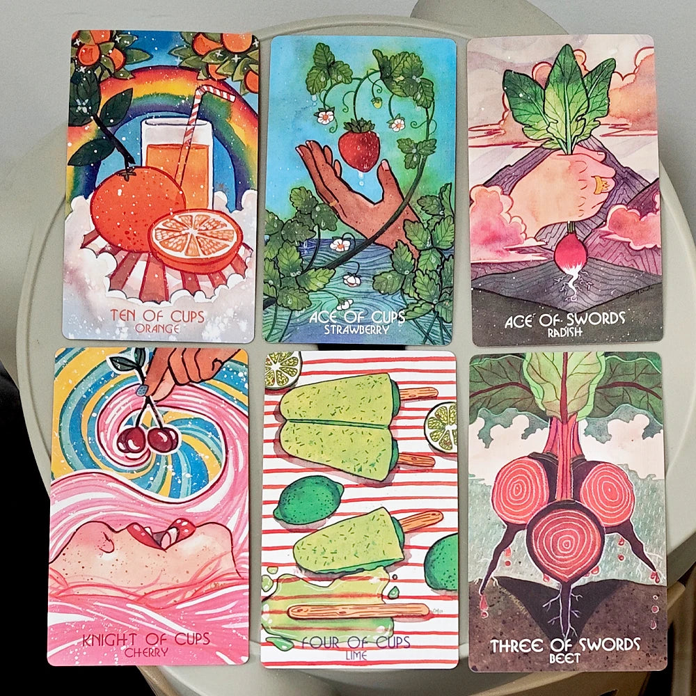 The Magic Pantry Tarot Deck Food-Themed Watercolor Tarot Cards for Home Cooks & Foodies, 12*7cm Double-embossed Cardstock