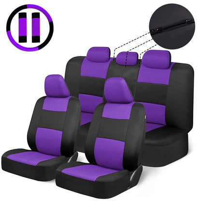 Universal Size Car Seat Covers Set With Steering Wheel Covers 2 Shoulder Protection Rear Seat Can Split Car Accessories Interior