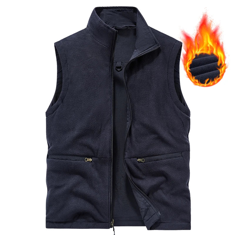 Men's Outdoor Sports Leisure Windproof Cold Proof Warm Vest for Autumn and Winter Comfortable Plush Warm and Fashionable Vest