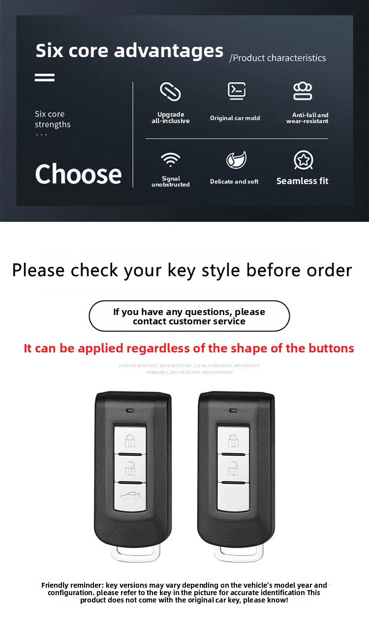 Car ABS Racing Style Key Shell Key Bag Cover Key Rings For Mitsubishi Outlander Eclipse Cross Pajero Lancer Evolution RALLIART