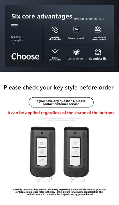 Car ABS Racing Style Key Shell Key Bag Cover Key Rings For Mitsubishi Outlander Eclipse Cross Pajero Lancer Evolution RALLIART