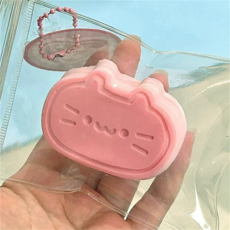 Pudding Cat Mochi Squishy Squeeze Stress Relief Toys Cheese Kitty Squishy Tabas Stress Ball Vent Toys Soft Fidget Toys Gift