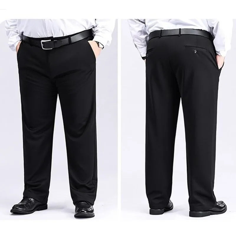 Men Suit Pants Thick Autumn Stretched Business Loose Straight Work Plus size 150KG 48 50 52 Spring Male Office Formal Trousers