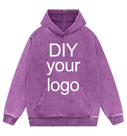 Washed Retro Hoodies 5 Colors 100%Cotton Hoody Customized Personalized Pattern Customization Pullover Team Logo Company Logo