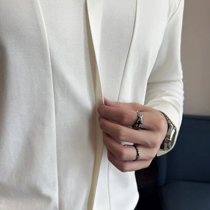 Men Long Sleeved Polo Shirt 2026 Spring British Style Solid Casual Elastic Slim Fit T-shirt Formal Dress Polo Shirt Men Clothing