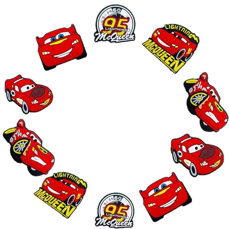 10PCS McQueen Series Shoe Charms For Clogs Cartoon Shoes Accessories Decoration For Sandal Boy Girl Party Gift Favors