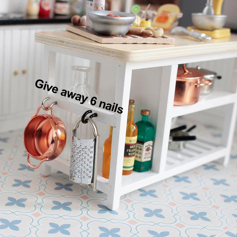 1/12 Doll House Furniture Miniature Wooden Console Table Cabinet Kitchen Room Sideboard Bathroom Living Room Shelf For Dollhouse