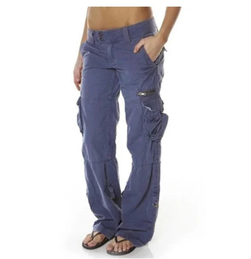 High Waist Straight Leg Cargo Pants Women Baggy Trousers Casual Comfortable Ladies Fashion Autumn Collection Natural Waist