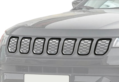 7PCS Car Front Grille Grill Inserted Mesh Cover for Jeep Compass 2021 2022 2023 2024 2025 Racing Grills Exterior Accessories