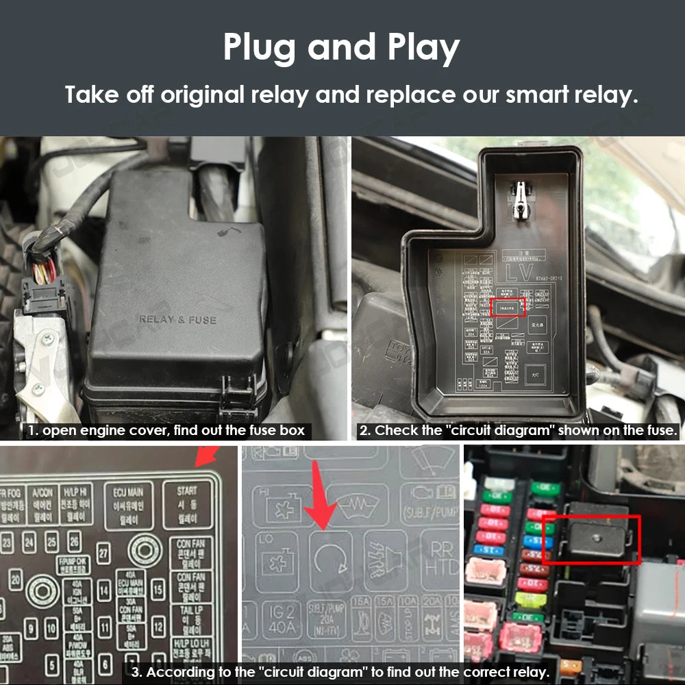 Vjoycar 2026 Newest Wireless Relay Car Lock Anti-theft Security Safety Alarm System Easy Installation No Damage to Car Circuit