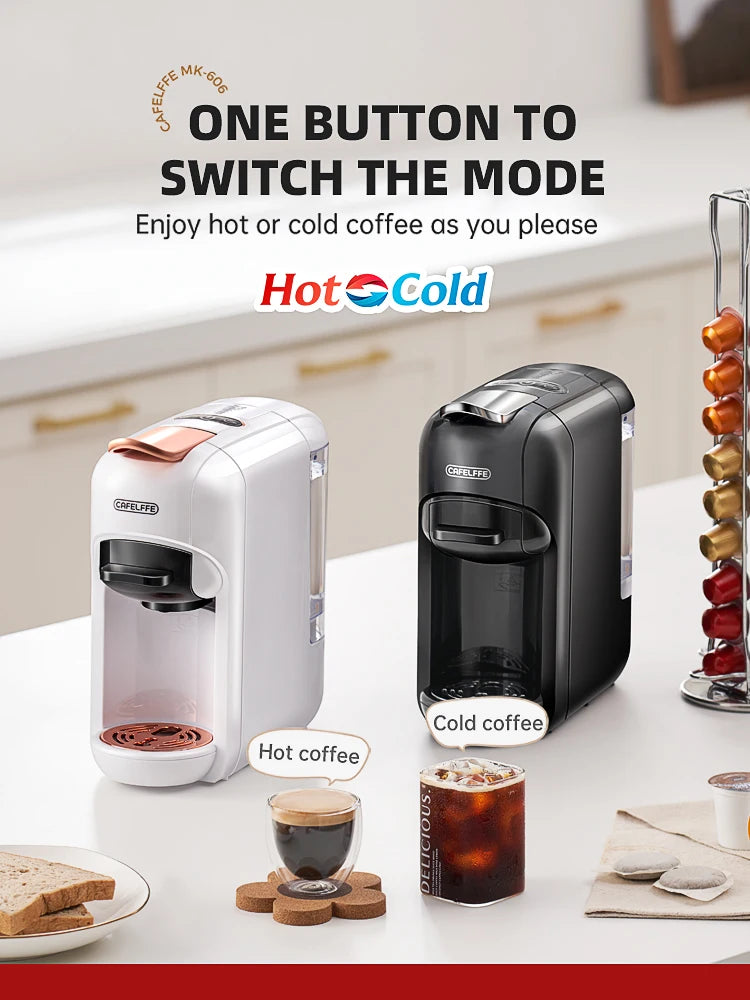 Cafelffe 5 in 1 Capsule Coffee Machine Fit Dolce gusto Nespresso Capsule ESE Pod Ground Coffee K-cup 19Bar Hot/Cold,gift-giving