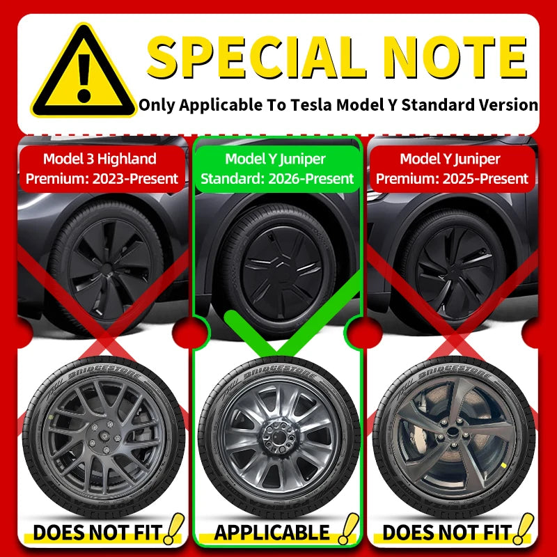 4PCS for Tesla Model Y 2026 Standard 18 Hub Caps, Full Rim Covers Replacement Wheel Cover Accessories for Standard Edition