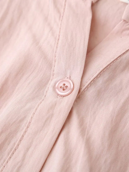 Slimming Short Sleeve Shirt for plus Size Women Stylish French Style Loose Fit Summer Top Single Button Closure Regular Length