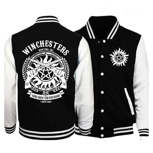 New Supernatural Printed Baseball Jacket Women Men Outdoor Long Sleeves Hip Hop Personality Fashion Sweatshirt Y2K Jersey Coat