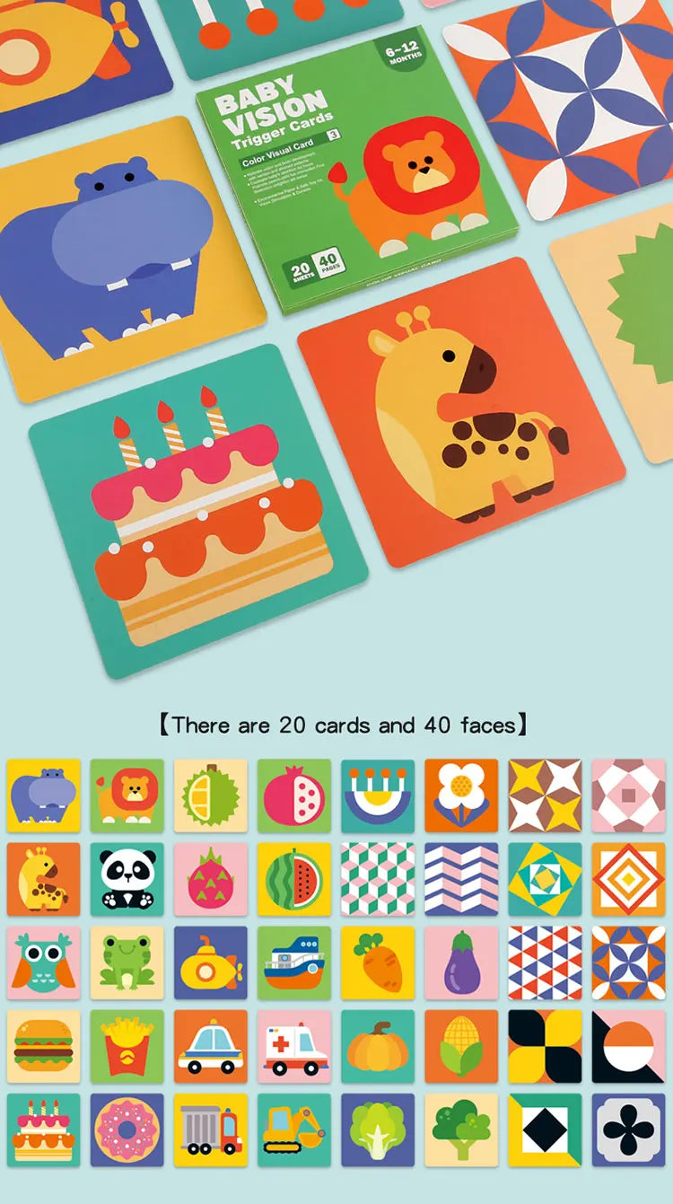 Black and red visual early education card for newborns, visual stimulation of color cognition, flashing new children's early edu