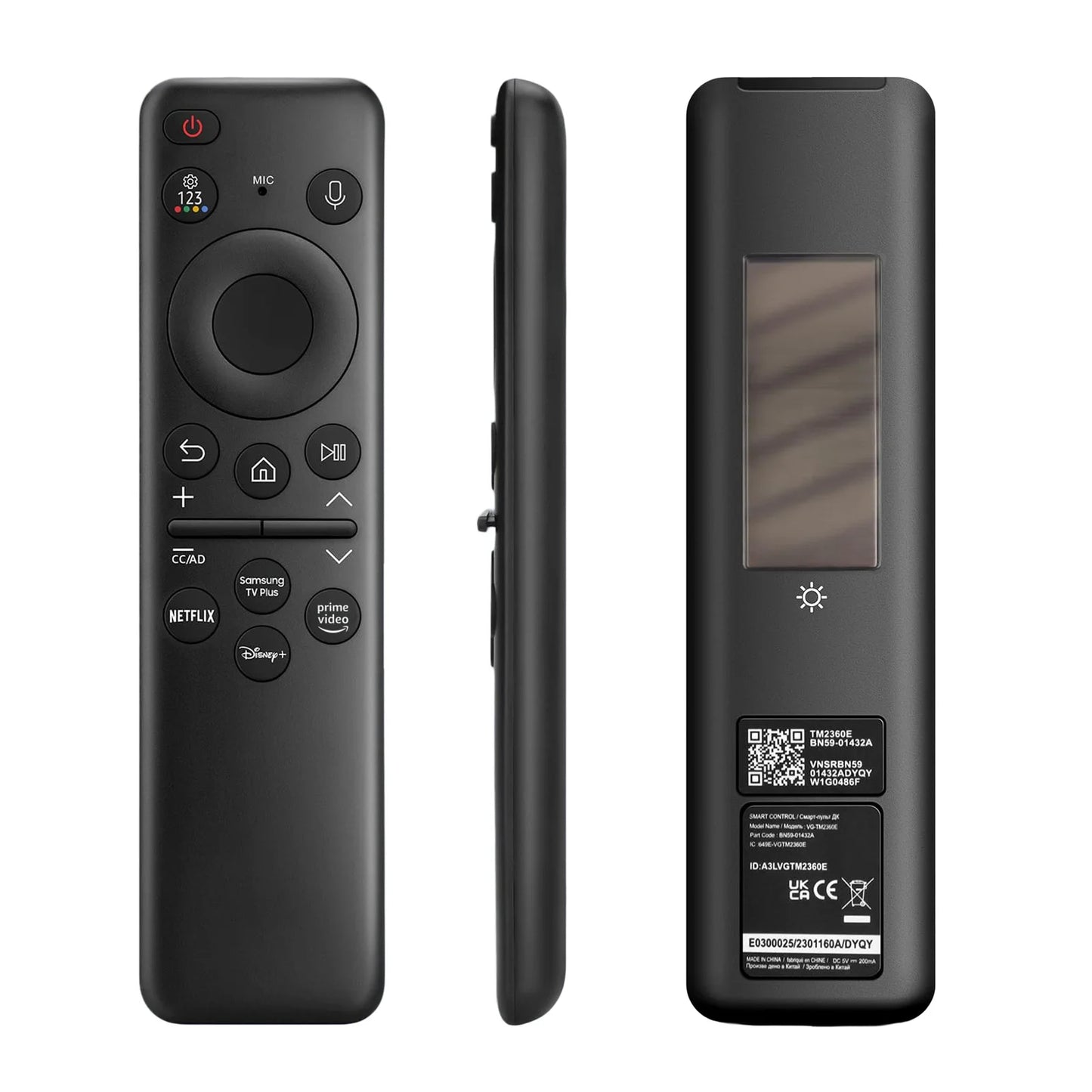 BN59-01432A TM2360E Rechargeable Voice Remote for Samsung Smart TVs, Replacement for All 2021–2025 Samsung TV Remote with Sloar