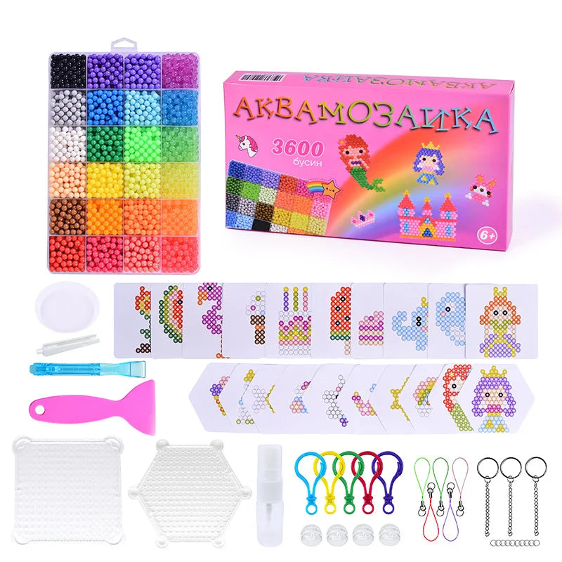 DIY Water Fuse Beads Kit, Magic Spray Beads Set for Kids, Educational Craft Toy with Accessories