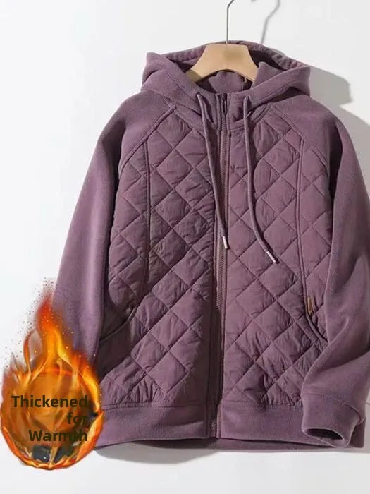 Women's Thickened Cotton Jacket Hooded Zipper Windproof Autumn Winter New Style Korean Version Large Size Casual Hoodie