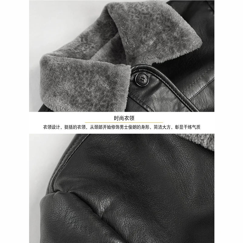 Male Leather Jacket Man Black/Brown Natural Leather And Fur Jacket Men Winter Add Fleece Coats Man Sheepskin Jacket Coats New