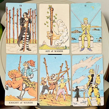 JOJO Tarot Cards Deck in Rigid Box 12*7cm , 80 Pcs Double-Sided Embossed Anime Tarot Cards Bizarre Adventure Tarot Deck