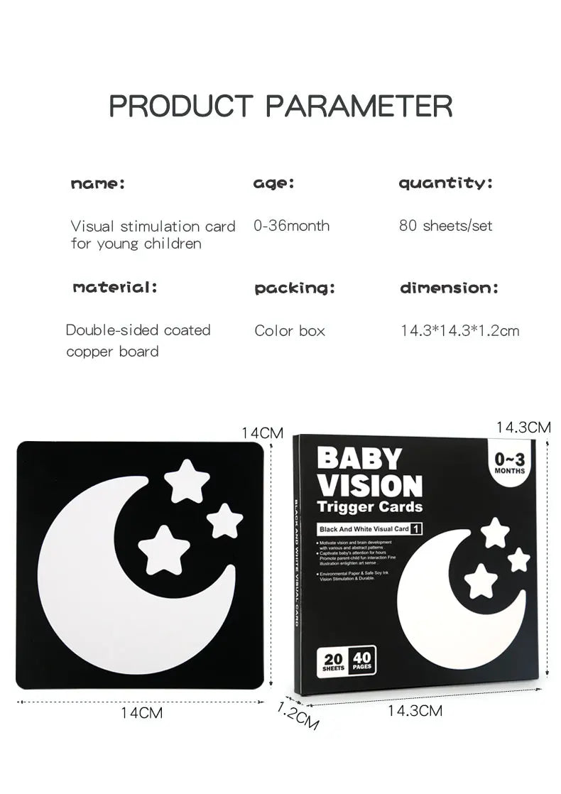 Black and red visual early education card for newborns, visual stimulation of color cognition, flashing new children's early edu