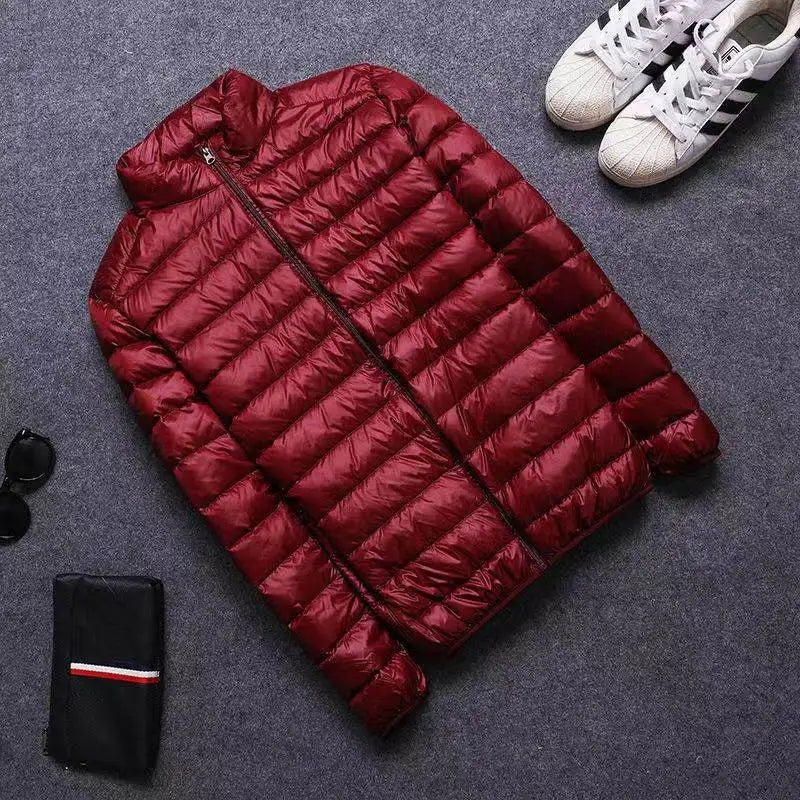 Lightweight Casual Hooded down Jacket Short Pure Color Men's Cotton Coat Warm Stylish Slim Fit Regular Length Spring Season