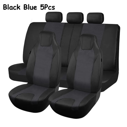 AUTOKING High Back Car Seat Covers Universal Size Fit For Most Car SUV PU Leather Spliced With Dot Jacquard Fabric Seat covers