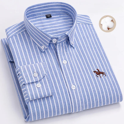 Plus Size 6XL 100% Cotton Long-Sleeve Shirts for Men Oxford Slim Fit Formal Shirt Without Pocket White Office Elegant Clothes