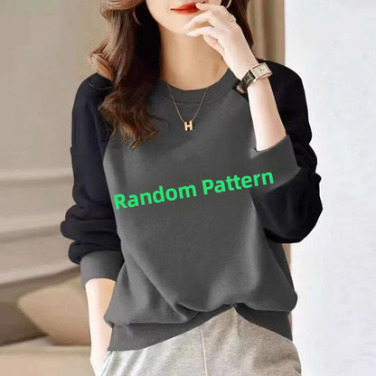 Fashionable Long Sleeve Pure Cotton Color Block Hoodie Women's Spring Autumn Casual Slimming Top Breathable Comfortable Stree...