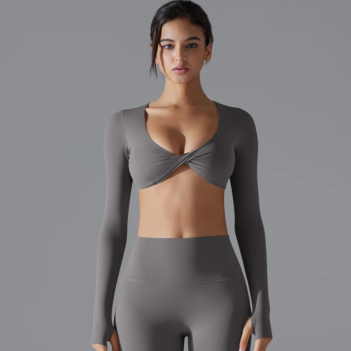 Sexy Cross Long Sleeve Sports Bra Push Up Yoga Crop Top Women Fitness Gym Workout Tops Women Brassiere Sport Female Clothing