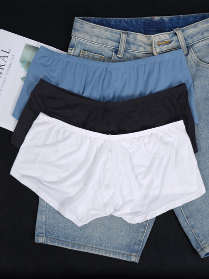 3 PCS Men's ADANNU Modal Boxer Briefs U Convex Pouch Elastic Waistband Soft Breathable Casual Underwear