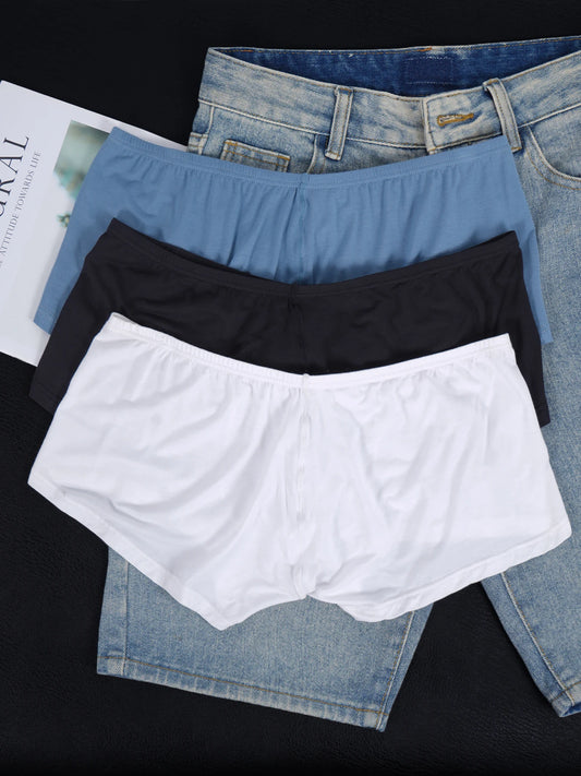 3 PCS Men's ADANNU Modal Boxer Briefs U Convex Pouch Elastic Waistband Soft Breathable Casual Underwear