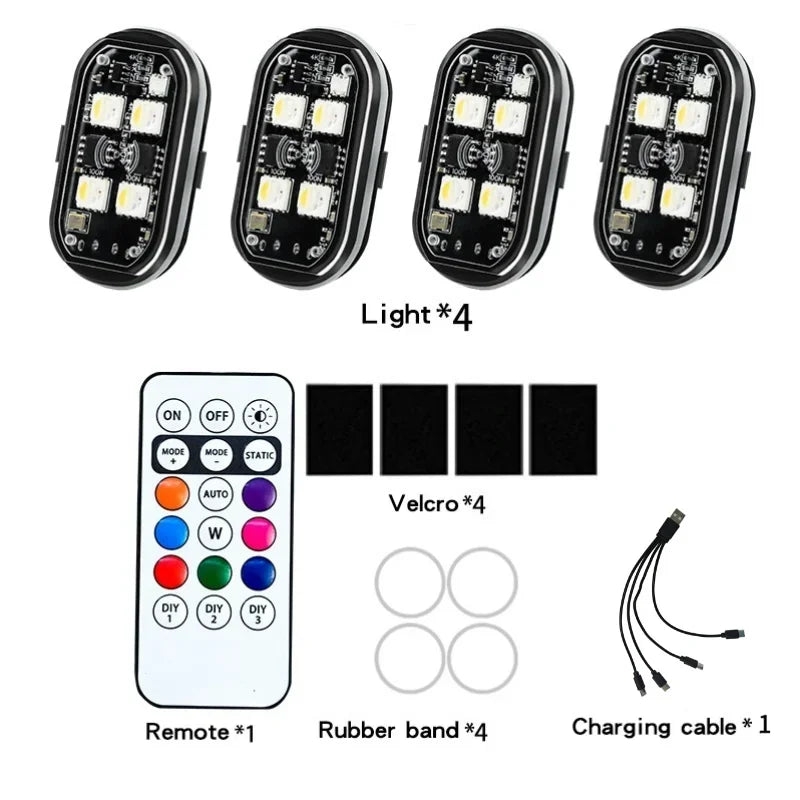 Rechargeable Wireless Light Aircraft Airplane Helicopter Warning Lights RGB Led Motorcycle Strobe lights LED Flash Light