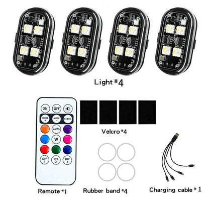 Rechargeable Wireless Light Aircraft Airplane Helicopter Warning Lights RGB Led Motorcycle Strobe lights LED Flash Light